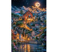 Noche en un Pueblo costero - Puzle de 1200 Piezas - Rompecabezas DIY Pintura, Entretenimiento Creativo, para Adultos Mayores de 14 años Decoración del Hogar