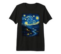 Noche Estrellada Camping Lover Van Gogh Obra de Arte Camiseta Premium
