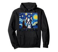 Noche Estrellada de Boston Terrier Sudadera con Capucha