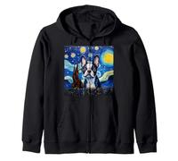 Noche Estrellada de Boston Terrier Sudadera con Capucha