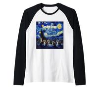 Noche Estrellada de Navidad Van Gogh Cat Lover Camiseta Manga Raglan