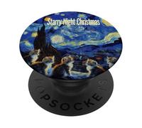 Noche Estrellada de Navidad Van Gogh Cat Lover PopSockets PopGrip Adhesivo