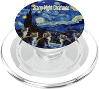 Noche Estrellada de Navidad Van Gogh Cat Lover PopSockets PopGrip para MagSafe
