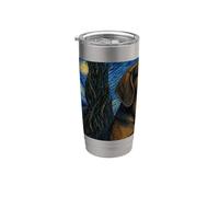 Noche estrellada de Van Gogh, perro sabueso de la montaña bávara Vaso térmico de acero inoxidable de doble pared