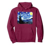 Noche Estrellada Van Gogh Arte Famoso Sudadera con Capucha, Unisex para Adultos, Granate, L