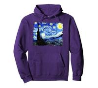 Noche Estrellada Van Gogh Arte Famoso Sudadera con Capucha, Unisex para Adultos, Morado, L