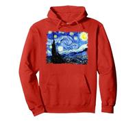 Noche Estrellada Van Gogh Arte Famoso Sudadera con Capucha, Unisex para Adultos, Rojo, L