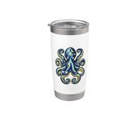 Noche Estrellada Van Gogh Pulpo Animal Marino Arte Vaso térmico de acero inoxidable de doble pared
