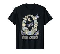 Noche Jardín Polilla Luna Floral Corona Celestial Botánico Na Camiseta