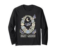 Noche Jardín Polilla Luna Floral Corona Celestial Botánico Na Manga Larga