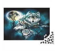 Noche Luna Lobo_1 Puzzle 1000 Piezas Adultos Y Jóvenes Puzzle Difícil Puzzle Complicado Más Vendido Tiempo Libre Cartón Reciclado 38x26cm/1000pcs