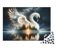 Noche Mágica del Cisne 1000 Piezas Stock De Cartas Premium Rompecabezas Premium Fans De Adolescentes 12-18 Años Difícil Desafío Decoración De Paredes 70x50cm/1000pcs