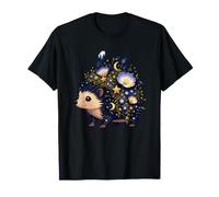 Noche mágica Erizo Luna Estrellas Flores botánicas Camiseta
