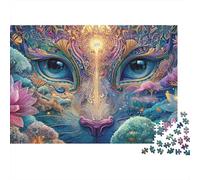 Noche Mandala Sturdy Cardboard Arte Floral Ojo de León Jigsaw Puzzle Adults Kids Fun Family Game Logic Training Great Gift for Christmas Puzzle Lovers Fans 38x26cm/1000pcs