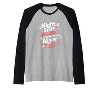 Noche Turno Enfermera Manteniendo Viva hasta 705 Dicho Divertido Camiseta Manga Raglan