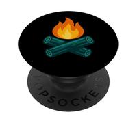 Noches de Hoguera Camping Aventura Ilustración PopSockets PopGrip Adhesivo