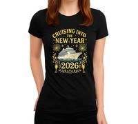 Nochevieja 2026 Año Nuevo barco AHOI crucero fiesta traje mujer camiseta, Negro , 3XL