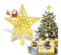 NOCHME Estrella Arbol De Navidad Vintage Ligero Clásico Plástico Hueco Decoración Adornos Arbol Navidad Ideal Christmas Tree Topper para Celebraciones De Belén Oro