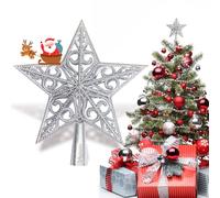 NOCHME Estrella Arbol De Navidad Vintage Ligero Clásico Plástico Hueco Decoración Adornos Arbol Navidad Ideal Christmas Tree Topper para Celebraciones De Belén,Plata