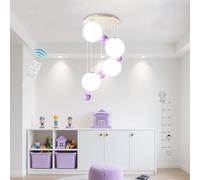 NOCHX Luz Colgante Crema Moderno Led Brillo Ajustable Y Temperatura De Color Lámpara De La Habitación De Los Niños Color Niños Y Niñas Protección Ocular De La Habitación Luces Colgantes(Púrpura)