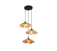 NOCHX Ratán Tejido Lámpara Colgante E27 Base 120cm De Altura Ajustable Mesa De Comedor Candeeiro Suspenso Estilo Bohemio Tejido A Mano Lampara Colgante Adecuada Para Comedores Cocinas(A-3 lights)