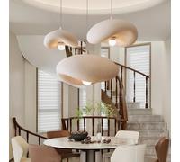 NOCHX Wabi Sabi Estilo Lámparas Colgantes E27 Textura De Polietileno De Alta Densidad Lámpara Colgante Blanca Ajustable De Altura Lámpara Adecuada Para Comedor Sala De Estar Dormitorio(Triple head)