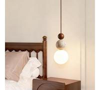 NOCHX Wabi Sabi Estilo Piedra Lampara Colgante Dormitorio Junto A La Cama Pequeña Lámpara Sala De Estar Nórdico Moderno Mostrador Restaurante Entrada Colgante Luces Decoración(Walnut color)