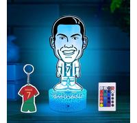 Nocles CRISTIANO RONALDO Lámpara decorativa mesita de noche regalos jugador de fútbol Real Madrid Portugal ilusión óptica 3d táctil mando a distancia 16 colores regalo aficionados niños y adultos