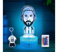 NOCLES MESSI Lámpara Y Llavero Lámpara Decorativa Mesita De Noche Regalos Jugador De Fútbol Argentina Barcelona Ilusión Óptica 3D Táctil Mando A Distancia 16 Colores Regalo Aficionados Niños Y Adultos
