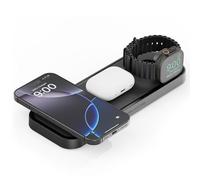 NOCO XGrid XDP3: Almohadilla de Carga inalámbrica 3 en 1 - Estación de Carga para iPhone, Apple Watch y AirPods - Compatible con MagSafe, Certificado Qi2 - Incluye Cargador de Pared USB-C de 45 W y