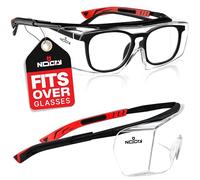 NoCry 5X7 Over-Spec Safety Glasses, Clear, Black&Red