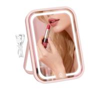 Nocsitey Espejo de luz de maquillaje, cosmético de belleza regulable de 3 colores, espejo de escritorio recargable con control táctil, para el hogar, dormitorio, tocador, dormitorio, hotel