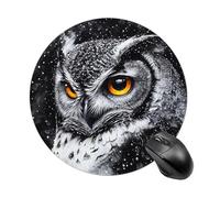 Nocturnal Owl Snowy Winter - Alfombrilla de mouse redonda para computadora, impermeable, con base de goma antideslizante, alfombrilla de mouse para laptop y oficina, 20 cm