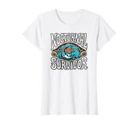 Nocturnal Survivor Night Shift Nurse Medical Coffee Camiseta gráfica económica, Mujer, Blanco, S