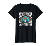 Nocturnal Survivor Night Shift Nurse Medical Coffee Camiseta gráfica económica, Mujer, Negro, S