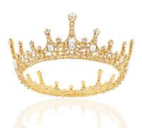 NODG Coronas y tiaras doradas para mujer, accesorios para el cabello de cristal para boda y fiesta de cumpleaños vintage, 13 cm, diamantes de imitación de cristal