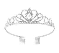 NODG Tiaras plateadas para niñas, tiaras y coronas de cristal para mujeres y niñas, coronas elegantes de princesa con peines, diademas para mujer, diademas para novia, boda, graduación, fiesta de