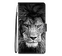 Nodigao Cuero Funda para Vivo Y31e 5G / Y31 5G / Y21d Antigolpes Libro Billetera Magnetica Flip Silicona Dibujos Animal Motivo 360 Carcasa Case Bumper Cover - León