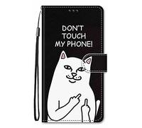 Nodigao Cuero Funda para ZTE Blade A35e Antigolpes Libro Billetera Magnetica Flip Silicona Dibujos Animal Motivo 360 Carcasa Case Bumper Cover - Don't Touch my Phone