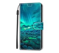 Nodigao Cuero Funda para ZTE Blade A35E Antigolpes Libro Billetera Magnetica Flip Silicona Dibujos Animal Motivo Carcasa Case Bumper Kawaii Resistente Cover - Aurora