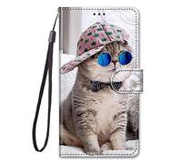 Nodigo Cuero Funda para Samsung Galaxy A21s Antigolpes Libro Billetera Magnetica Flip Silicona Dibujos Animal Motivo 360 Carcasa Case Bumper Kawaii Resistente Cover - Gato