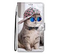 Nodigo-EU Cuero Funda para iPhone 15 Antigolpes Libro Billetera Magnetica Flip Silicona Dibujos Animal Motivo 360 Carcasa Case Bumper Cover - Gato