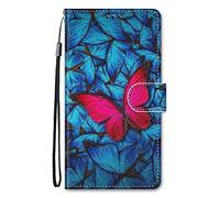 Nodigo-EU Cuero Funda para Xiaomi Redmi A1 / A2 Antigolpes Libro Billetera Magnetica Flip Silicona Dibujos Animal Motivo 360 Carcasa Case Bumper Kawaii Resistente Cover - Mariposa