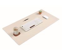 Nodito Alfombrilla de escritorio de piel de doble cara, secante para ordenador portátil, alfombrilla de ratón, escritura, dibujo, alfombrilla para manualidades (17 x 35 pulgadas, beige/marrón)