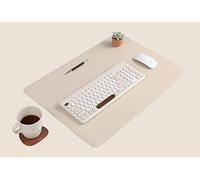 Nodito Alfombrilla de escritorio de piel de doble cara, secante para ordenador portátil, alfombrilla de ratón, escritura, dibujo, artes y manualidades (17 x 24 pulgadas, beige/marrón)