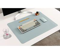 Nodito Almohadilla de escritorio de cuero de doble cara, secante para computadora portátil, alfombrilla de ratón, escritura, dibujo, alfombrilla para artes y manualidades (17 "x24", azul/plateado)