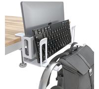NODOCA Soporte vertical para laptop de 2 ranuras con soporte para auriculares y almacenamiento lateral de escritorio para MacBook/Surface/Samsung/HP/Dell [L, blanco]