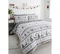 Noel Colcha Funda de edredón y Almohada árboles de Navidad Juego de Ropa de Cama, Color Gris, Solo