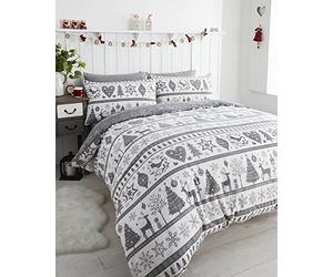 Noel Colcha Funda de edredón y Almohada árboles de Navidad Juego de Ropa de Cama, Color Gris, Solo