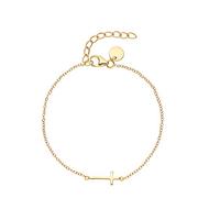 NOELANI brazalete de plata de ley 925 joyería del brazo de las señoras, 16+3 cm, oro, cruz, Viene en caja de regalo de joyería